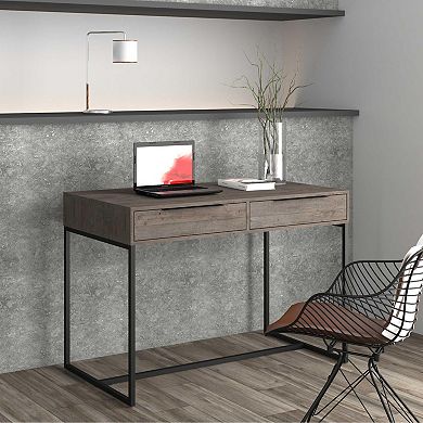 Ohio 47 in. 2-Drawer Rustic Industrial Wood Home Office Desk in Ash Grey