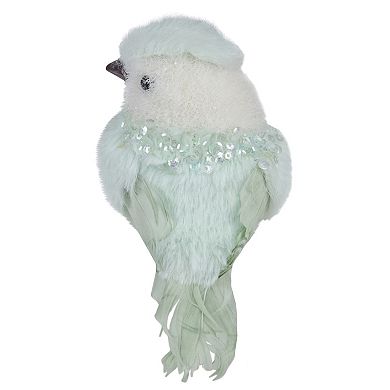 3.5" Light Green Table Top Christmas Bird with Sequins