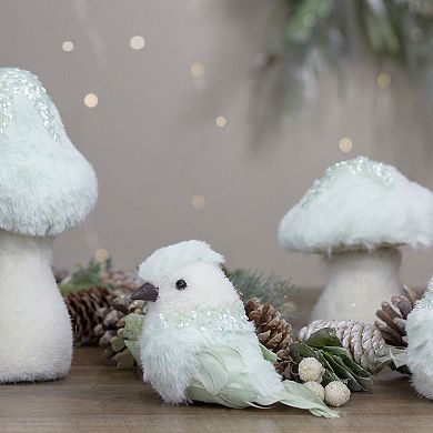 3.5" Light Green Table Top Christmas Bird with Sequins