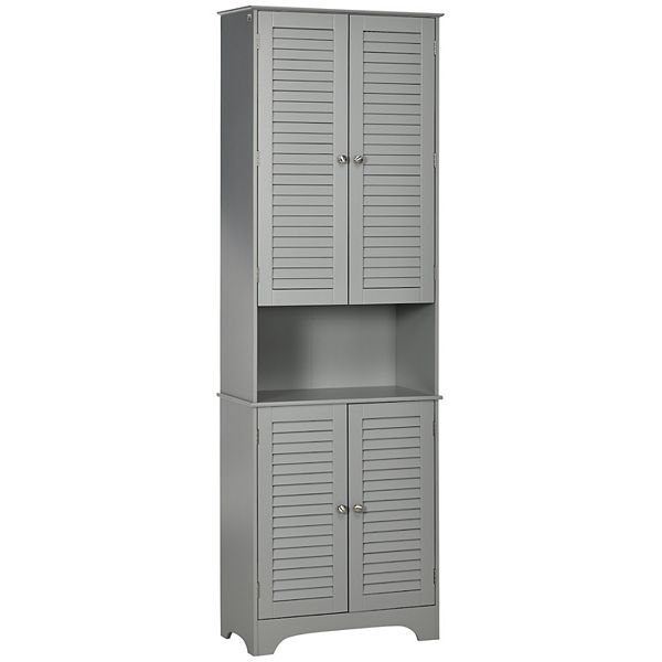 HOMCOM Tall Narrow Bathroom Storage Cabinet with Doors and Shelf