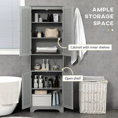 HOMCOM Tall Bathroom Storage Cabinet with Countertop, Linen Cabinet