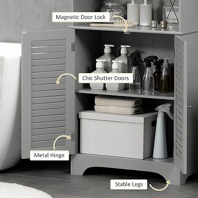 HOMCOM Tall Bathroom Storage Cabinet with Countertop, Linen Cabinet