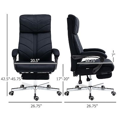 Vinsetto High-Back Executive Office Chair with Footrest, Microfiber Computer Chair with Reclining Function and Armrest, Ergonomic Office Chair, Black