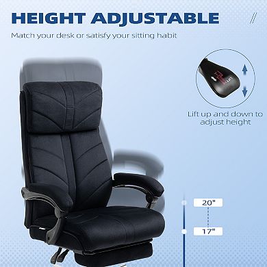 Vinsetto High-Back Executive Office Chair with Footrest, Microfiber Computer Chair with Reclining Function and Armrest, Ergonomic Office Chair, Black