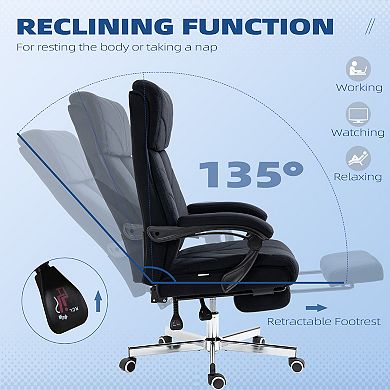 Vinsetto High-Back Executive Office Chair with Footrest, Microfiber Computer Chair with Reclining Function and Armrest, Ergonomic Office Chair, Black