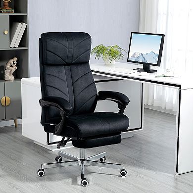 Vinsetto High-Back Executive Office Chair with Footrest, Microfiber Computer Chair with Reclining Function and Armrest, Ergonomic Office Chair, Black