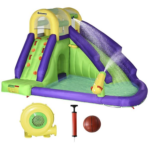 Outsunny 5in1 Inflatable Water Slide, Kids Castle Bounce House