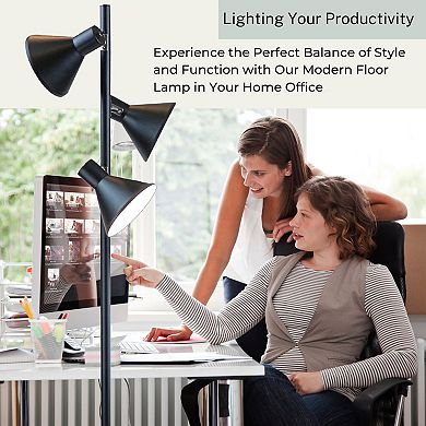 Dorm 3 Light Floor Lamp with 3 Adjustable Reading Room Lights by Lightaccents