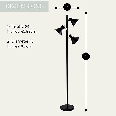 Dorm 3 Light Floor Lamp with 3 Adjustable Reading Room Lights by Lightaccents