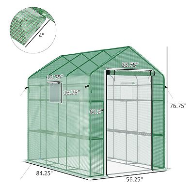 Outsunny Walk-in house, 18 Shelves, 84.25inch x 56.25" x 76.75"