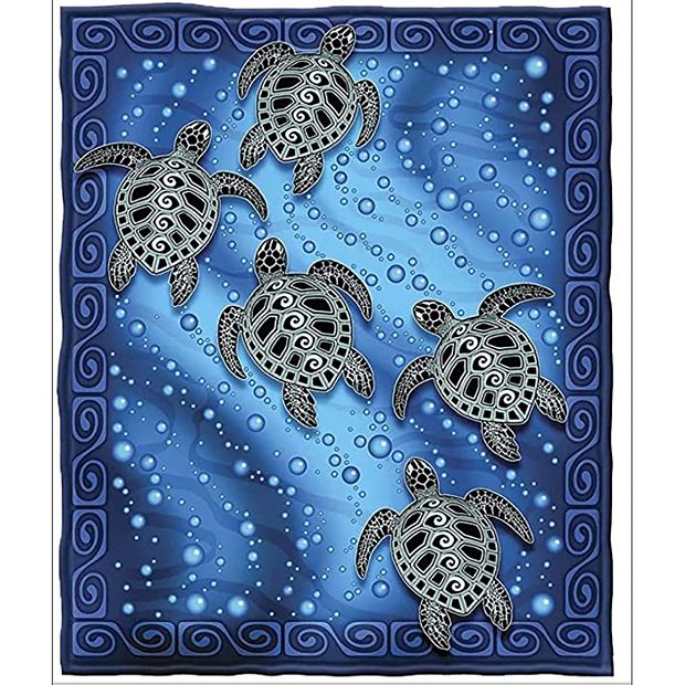 Turtle Throw Blanket - Painted Turtles Cream by nancy_bradham - outlets Painted Turtle Tortoise Colorful Sea Throw Blanket with Spoonflower Fabric