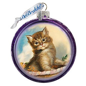 G.Debrekht Feline Friend Cut Ball Glass Ornament by G. DeBrekht Decor Christmas Decor - 764-021