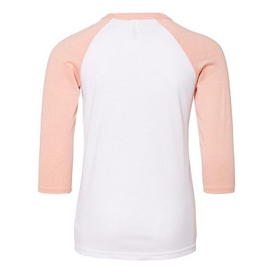 BELLA + CANVAS Youth Three-Quarter Sleeve Baseball Tee
