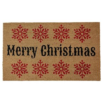 Natural Coir Merry Christmas Snowflake Doormat 18" x 30"