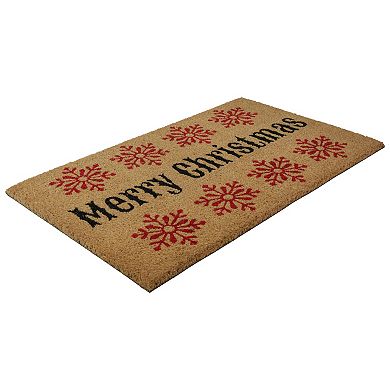 Natural Coir Merry Christmas Snowflake Doormat 18" x 30"