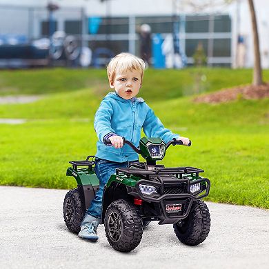 Aosom 12V Kids ATV Battery-Operated with AUX Port & USB, Kids 4 Wheeler with Tough Wear-Resistant Tread, Electric Four Wheeler Kids Ride on Car Electric Car for Ages 3-5, Green