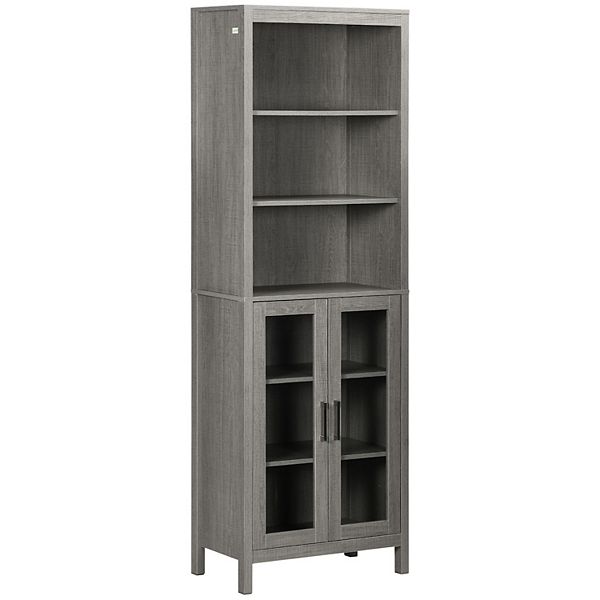 kleankin Freestanding Bathroom Tall Storage Cabinet Organizer Tower with Open Shelves