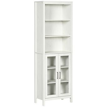 Tall Bathroom Storage Cabinet, Linen Tower With Adjustable Shelves, White
