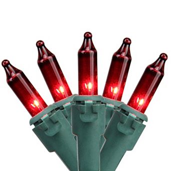 100-Count Red Mini Christmas Lights Set 20.25ft Green Wire