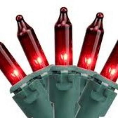 100-Count Red Mini Christmas Lights Set 20.25ft Green Wire