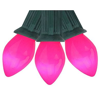 25-Count Opaque Pink C7 Christmas Light Set 24 ft Green Wire