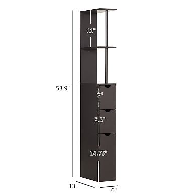 HOMCOM 54inch Tall Bathroom Cabinet Shelf Storage W/ Drawers