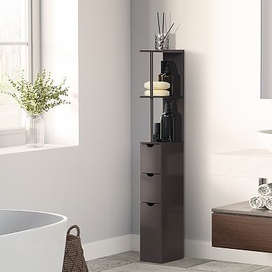 HOMCOM 54inch Tall Bathroom Cabinet Shelf Storage W/ Drawers