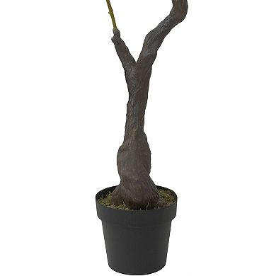 63" Artificial Yellow and Green Peony Flower Potted Tree