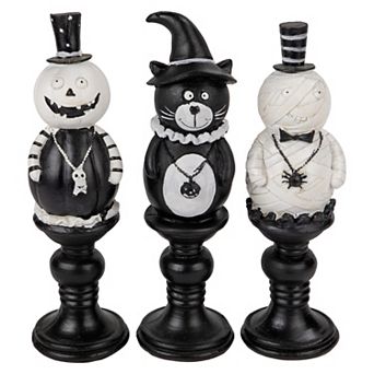 Set of 3 Halloween Candlestick Decorations 8.25"