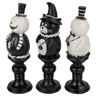 Set of 3 Halloween Candlestick Decorations 8.25"