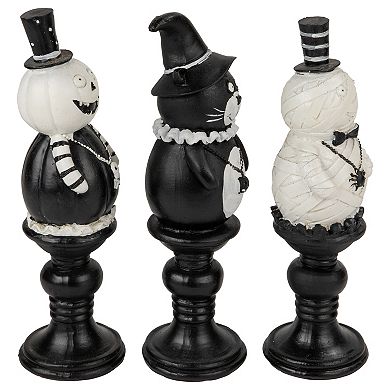 Set of 3 Halloween Candlestick Decorations 8.25"