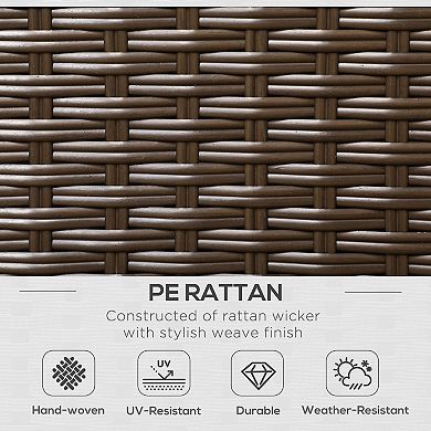 Outsunny Wicker Loveseat, Patio Furniture Couch, Padded Outdoor Sofa, Beige