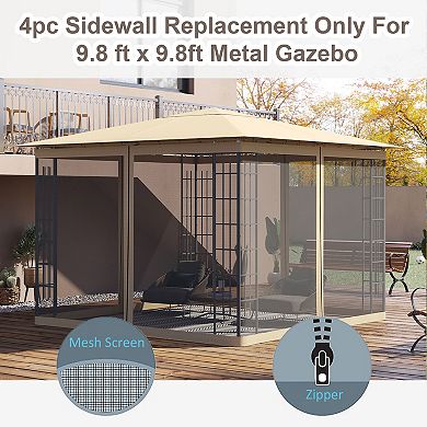 Outsunny 10' x 10' Universal Replacement Mesh Sidewall Netting Beige
