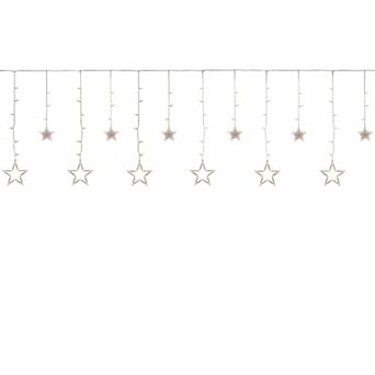 138 Clear LED Star Drop Window Curtain Christmas Lights - 17.75ft Clear Wire