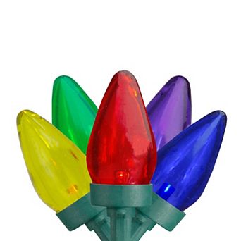 50 Multi-Color LED C7 Mini Christmas Lights 20.25 ft Green Wire