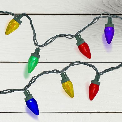 50 Multi-Color LED C7 Mini Christmas Lights 20.25 ft Green Wire