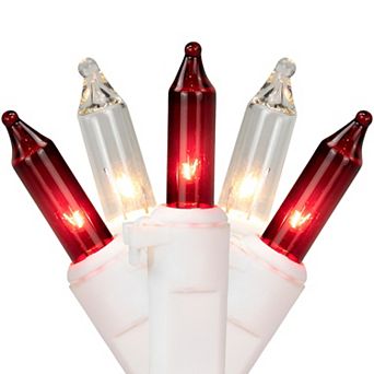 100-Count Red and Clear Mini Christmas Light Set 20.25ft White Wire