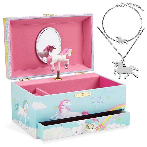 Unicorn Music Box and Jewelry Set for Little Girls 3 Gifts for Girls