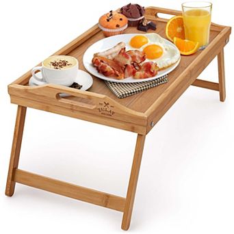 Zulay Kitchen Breakfast in Bed Tray Table with Folding Legs
