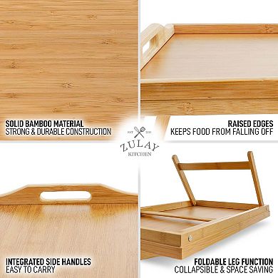 Zulay Kitchen Breakfast in Bed Tray Table with Folding Legs