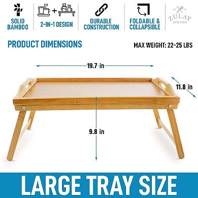 Zulay Kitchen Breakfast in Bed Tray Table with Folding Legs