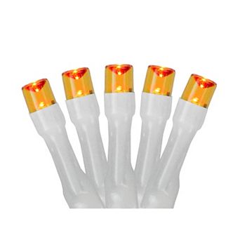 20 Battery Operated Orange LED Wide Angle Christmas Lights - 9.5 ft White Wire