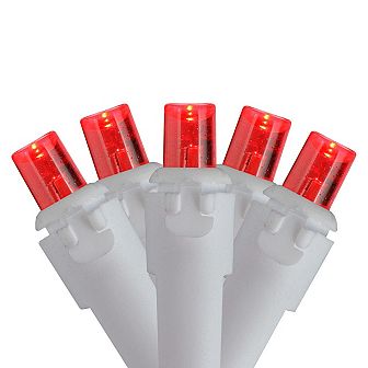100 Count Red LED Wide Angle Icicle Christmas Lights 5.5 ft White Wire