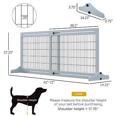 PawHut 72" Extra Large Freestanding Long Adjustable Pet Gate, Dog Barrier