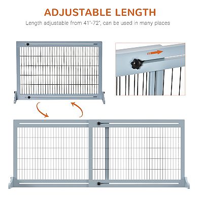 PawHut 72" Extra Large Freestanding Long Adjustable Pet Gate, Dog Barrier