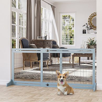 PawHut 72" Extra Large Freestanding Long Adjustable Pet Gate, Dog Barrier