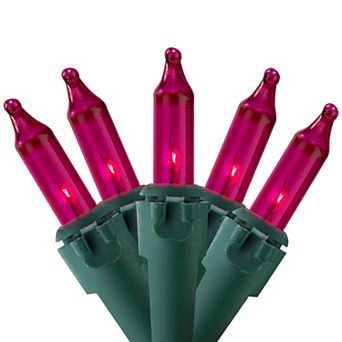 100-Count Pink Mini Christmas Light Set 20.25ft Green Wire