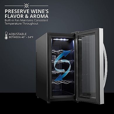 10-Bottle Thermoelectric Wine Cooler, Freestanding Wine Fridge with Lock