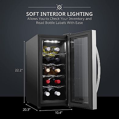 10-Bottle Thermoelectric Wine Cooler, Freestanding Wine Fridge with Lock