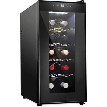 10-Bottle Thermoelectric Wine Cooler, Freestanding Wine Fridge with Lock